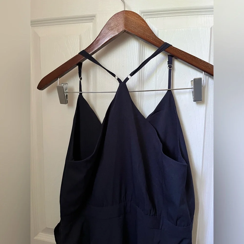 Runway Navy Blue Asymetrical Wrap Dress Size Large - Picture 7 of 9